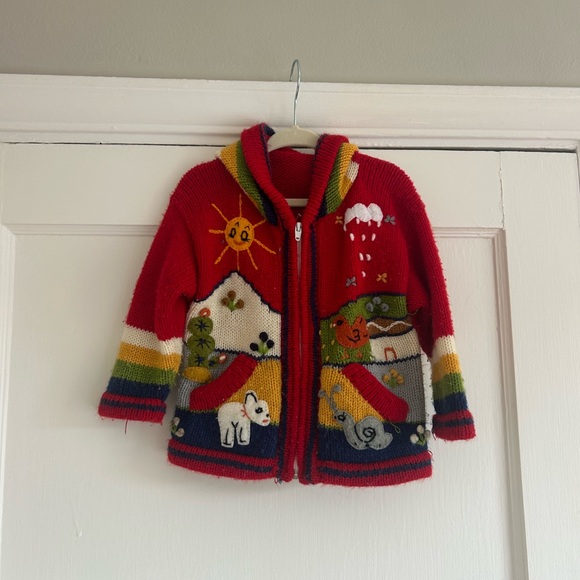 Other - Colorful Children's Knit Cardigan with Animal Design